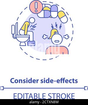 Consider side-effects concept icon Stock Vector