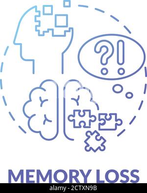 Memory loss blue gradient concept icon Stock Vector
