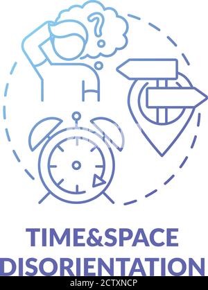 Time and space disorientation blue gradient concept icon Stock Vector