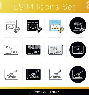 Invest in precious metals icons set Stock Vector