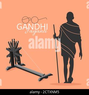 Mohan das karam chandra gandhi or mahatma gandhi simple abstract design. Portrait vector illustration Stock Vector