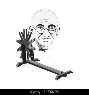 Mohan das karam chandra gandhi or mahatma gandhi simple abstract design. Portrait vector illustration Stock Vector