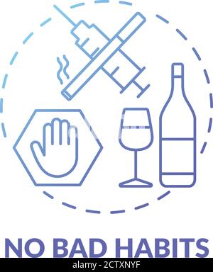 No bad habits blue gradient concept icon Stock Vector