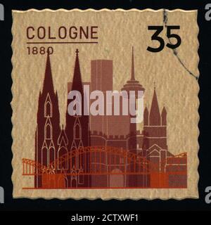 COLOGNE postage stamps old architecture states large format xxl Stock Photo