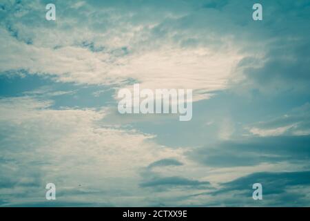 Stratus clouds. White clouds floating on the blue sky in the summer. Background Stock Photo