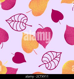 Vector seamless pattern from autumn leaves. Background for design, graphics, printing. Stock Vector