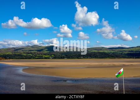 View over the Dwyryd Estuary from the village of Portmeirion in North Wales, UK. Stock Photo