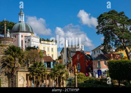 A view of the picturesque village of Portmeirion in North Wales, UK. Stock Photo