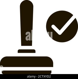 Hand Print Seal Approved Mark Element glyph icon Stock Vector