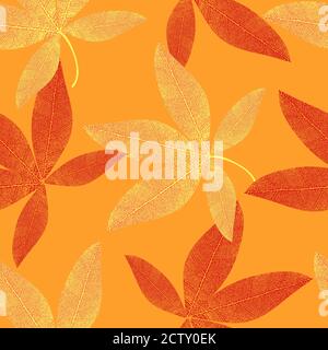 Vector seamless pattern from autumn leaves. Background for design, graphics, printing. Stock Vector