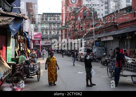 Kolkata, India - February 2, 2020: Everyday life on the street where unidentified people walks by on February 2, 2020 in Kolkata, India Stock Photo