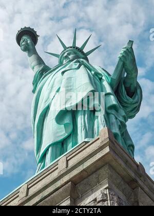 View of the Statue Of Liberty and its pedestal in New York City ...