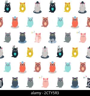 Cat collection seamless pattern Stock Vector