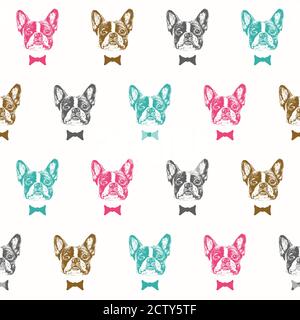 French bulldog seamless pattern. Stock Vector