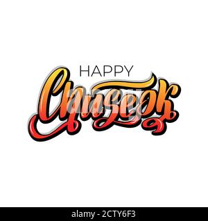 Greeting card Happy Chuseok. Thanksgiving Day in Korea. Stock Vector