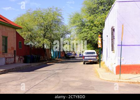 Traditional historic architecture in the Armory Park neighborhood of Tucson, Arizona Stock Photo