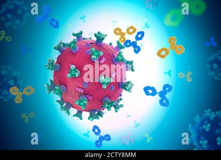 Antibodies attacking virus particle, illustration Stock Photo - Alamy