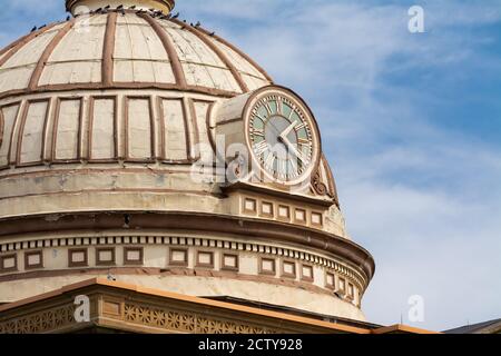 Dome of the Logan County Courthouse with blue skies and clouds in the background.  Lincoln, Illinois, USA Stock Photo
