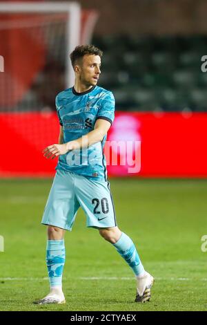 Liverpool forward Diogo Jota (20) during the English League Cup, EFL Carabao Cup, football match between Lincoln City and Liverpool on September 24, 2 Stock Photo