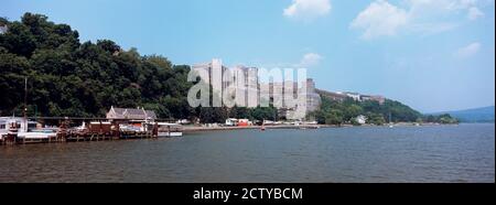 Military academy at the waterfront, West Point Military Academy, West Point, Hudson River, New York State, USA Stock Photo