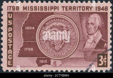 Mississippi territory stock photo Antique, Close-up, Extreme Close-Up, Horizontal, Macrophotography Save.Mississippi Territory stamp. Stock Photo