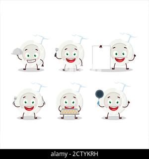 Cartoon character of white plate with various chef emoticons Stock Vector