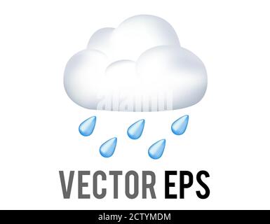 The isolated vector blue raindrops falling from white cloud icon Stock Vector