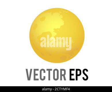 The isolated vector golden yellow full moon icon, depicts as a full, cratered disc, completely illuminated by sun Stock Vector