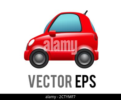 The isolated vector side of red car icon with gradient blue windows and automobile antenna Stock Vector
