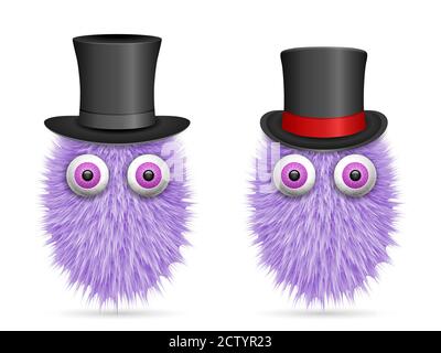 Hairy cartoons on a white background. Vector illustration. Stock Photo