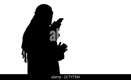 Arabian businessman recording voice message or using voice digit Stock Photo