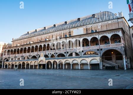 Padua, Italy - August 16 2020: Palazzo della Ragione in Padua seen From Piazza delle Erbe, a medieval market and town hall and palace of justice Stock Photo