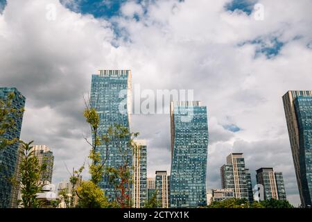 Incheon, Korea - September 25, 2020 : Songdo Central Park. Apartment buildings Stock Photo