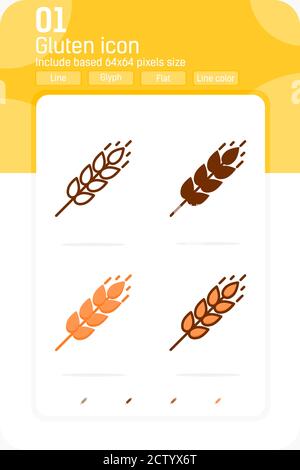 farm wheat ears premium icon with multiple style isolated on white background. Vector whole grain or gluten symbol design template for web, app, food Stock Vector