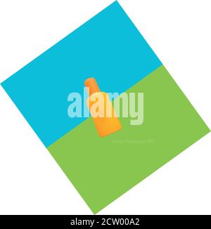 Vector Illustration of an orange bottle on blue and green background Stock Vector