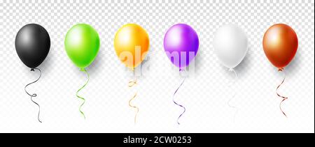 Colorful balloons set isolated on transparent background. Vector illustration Stock Vector