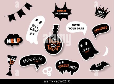 Vector speech bubbles set with halloween text  Stock Vector