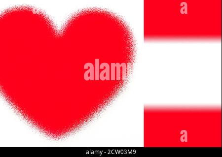 Red heart shape illustration on white background with copy space. Stock Photo
