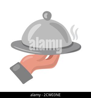 illustration of the hand holding a hot dish Stock Vector