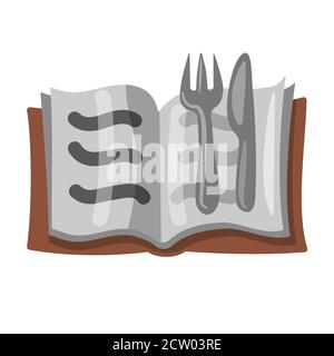 illustration of the icon of the cookbook and cutlery Stock Vector