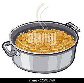 illustration of the boiling pasta in the pan Stock Vector