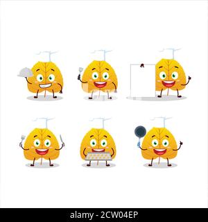 Cartoon character of yellow dried leaves with various chef emoticons Stock Vector