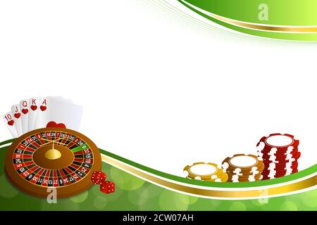 Background abstract green gold casino roulette cards chips craps illustration vector Stock Vector