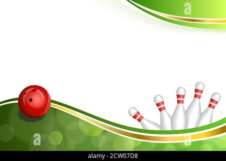 Background abstract green gold tape bowling red ball illustration vector Stock Vector