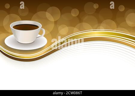 Abstract background coffee cup brown gold ribbon frame illustration vector Stock Vector