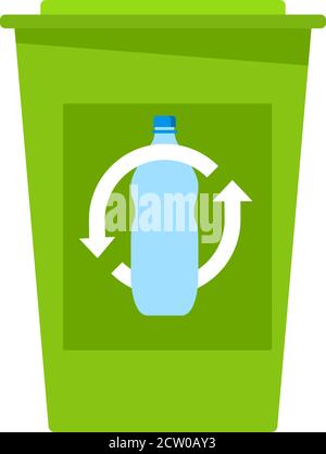 Plastic bottle ban icon.No littering warning sign.Forbidden drink.Garbage cans. Stock Vector