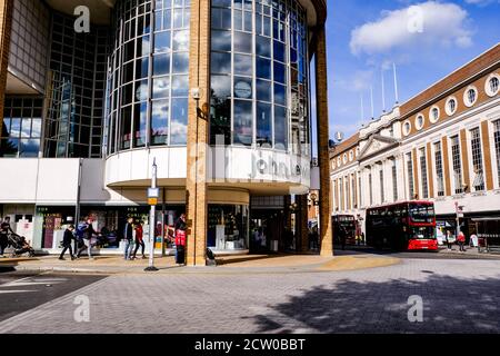 Large John Lewis Department Store Kingston, London With Passing Shoppers Stock Photo