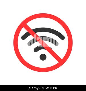 No Wifi icon. You can not use Wi Fi here. Vector illustration Stock Vector