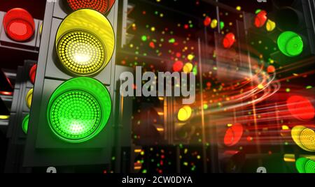 Traffic Light and Car Path - 3D Rendering Stock Photo