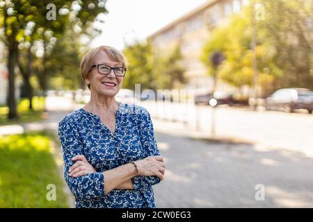 Portrait of a senior woman outdoors Stock Photo